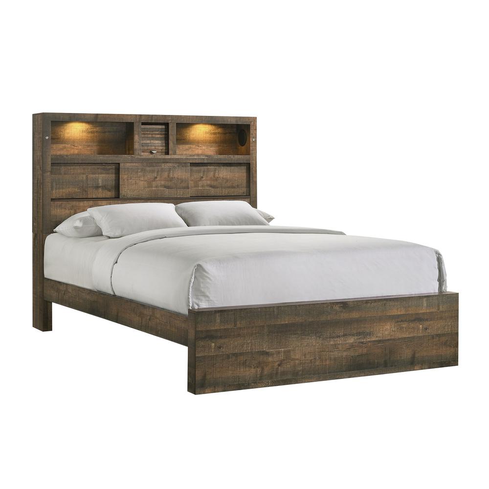 Picket House Furnishings Beckett King Bookcase Panel Bed with Bluetooth. Picture 1