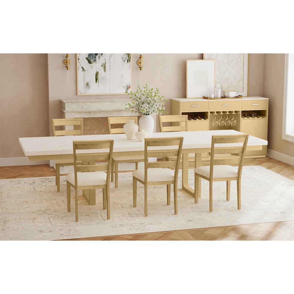 Cambria Buffet with LED and Power in Off-White and Natural. Picture 4