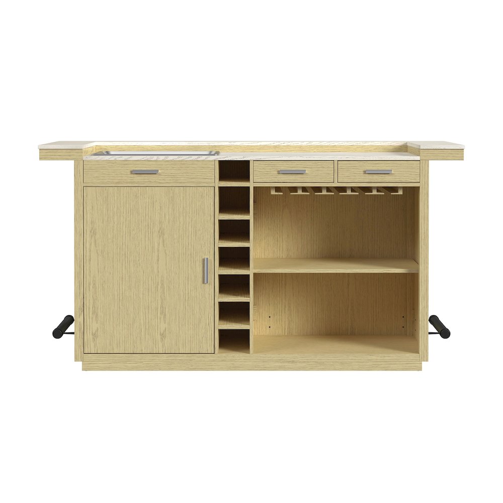 Cambria Bar Table in Off-White and Natural with LED. Picture 3
