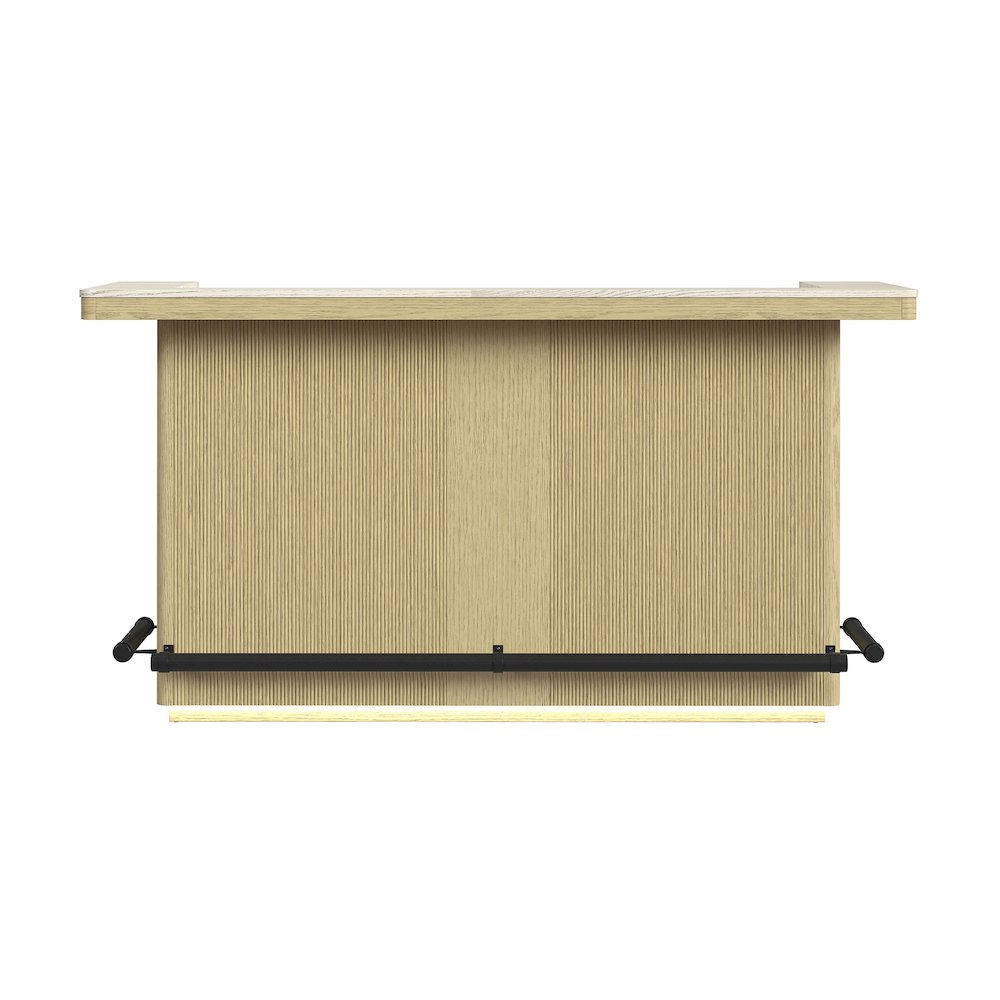 Cambria Bar Table in Off-White and Natural with LED. Picture 5