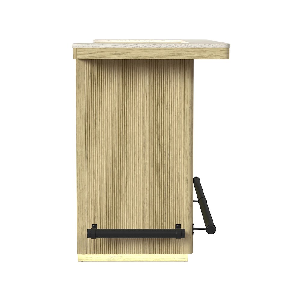Cambria Bar Table in Off-White and Natural with LED. Picture 4