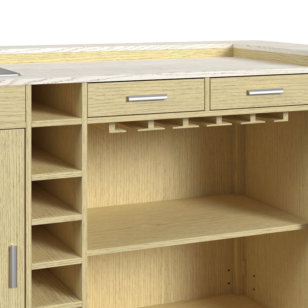 Cambria Bar Table in Off-White and Natural with LED. Picture 8