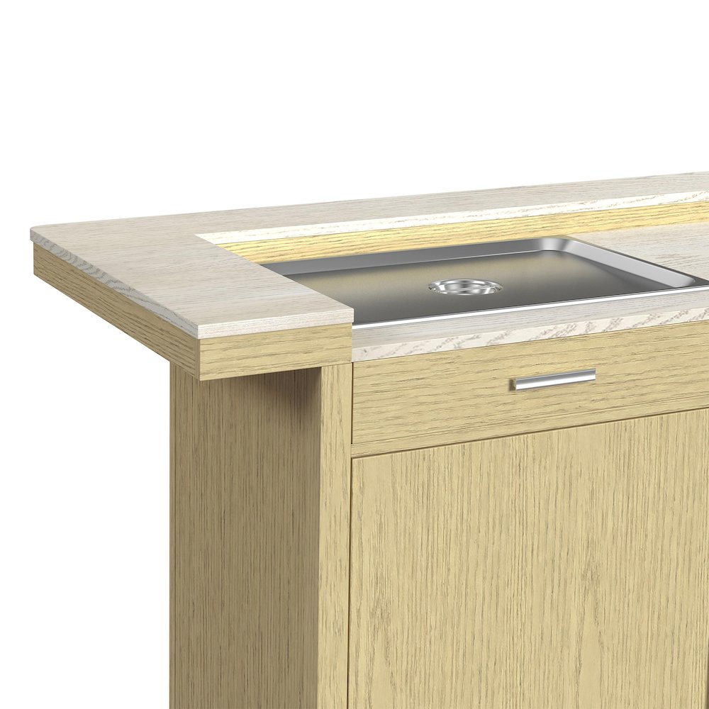 Cambria Bar Table in Off-White and Natural with LED. Picture 7