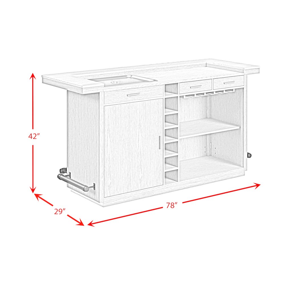 Cambria Bar Table in Off-White and Natural with LED. Picture 11