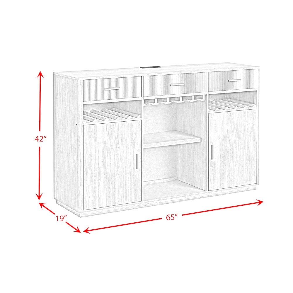 Cambria Buffet with LED and Power in Off-White and Natural. Picture 13