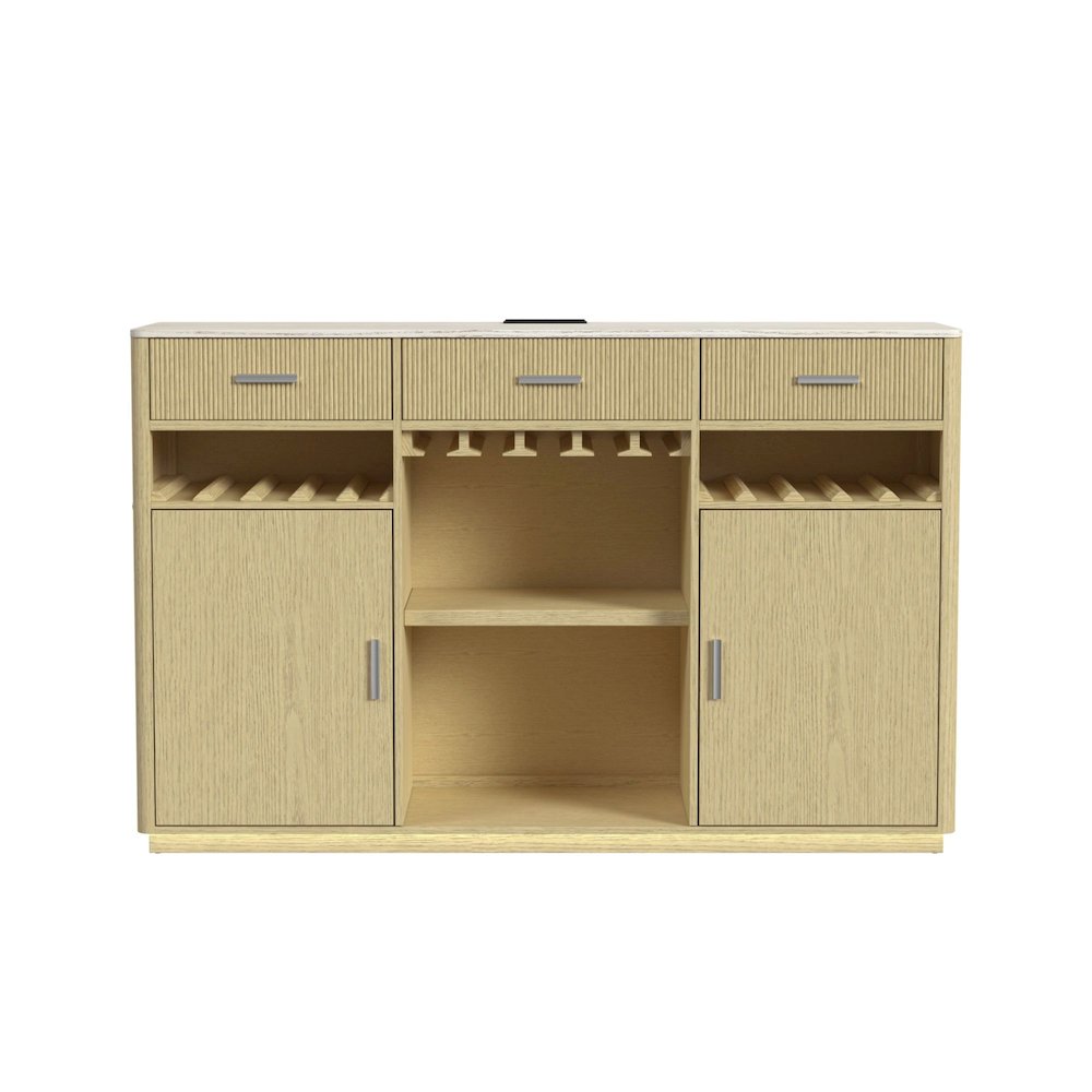 Cambria Buffet with LED and Power in Off-White and Natural. Picture 6