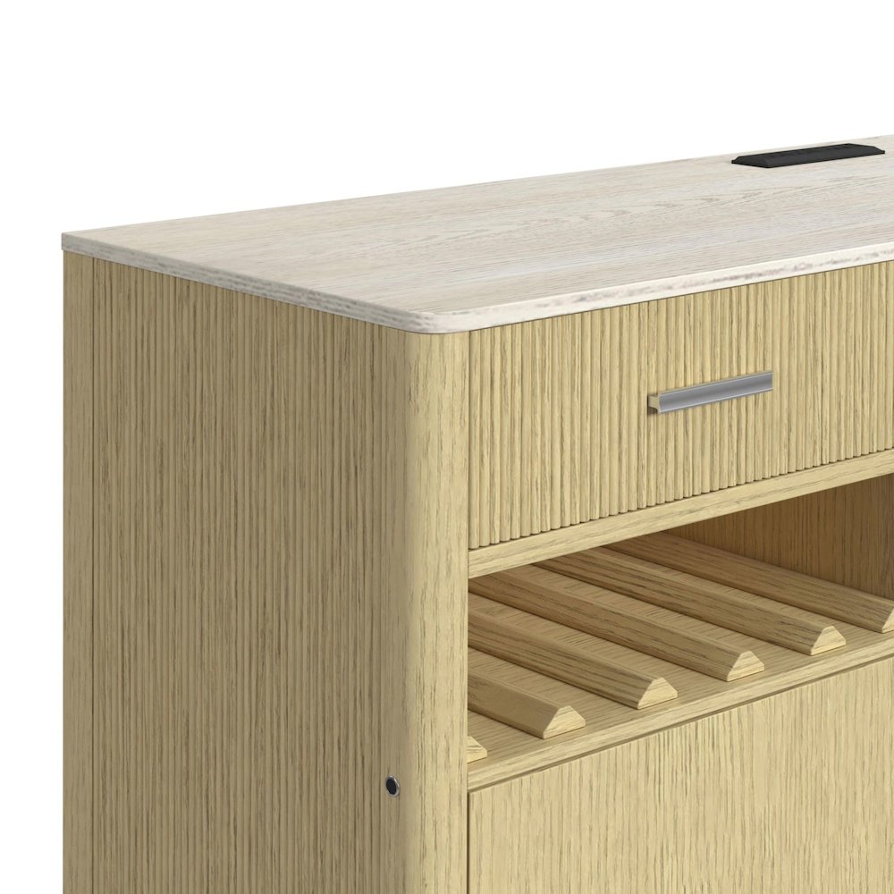 Cambria Buffet with LED and Power in Off-White and Natural. Picture 8
