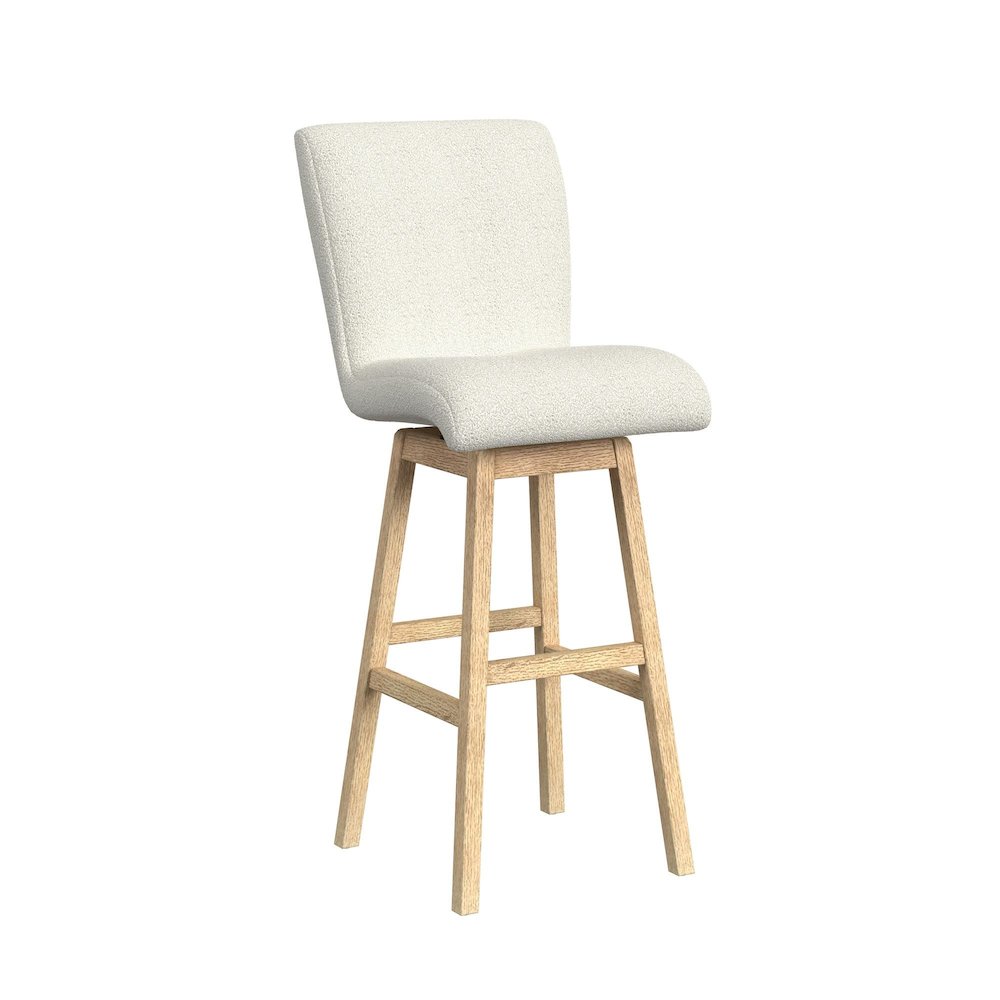 Cambria UPH Swivel Bar Stool with Beige Boucle in Natural. Picture 1