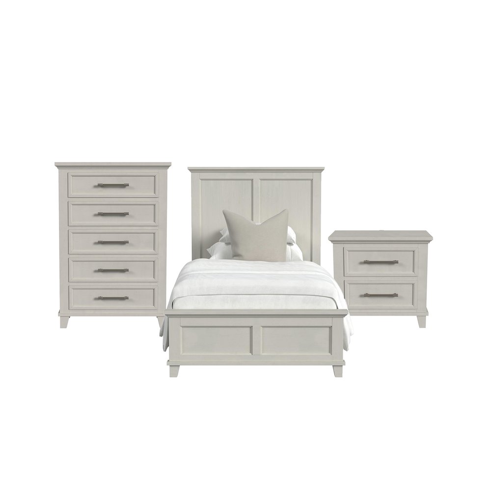 Canterbury Twin Panel 3PC Bedroom Set in Ivory. Picture 1
