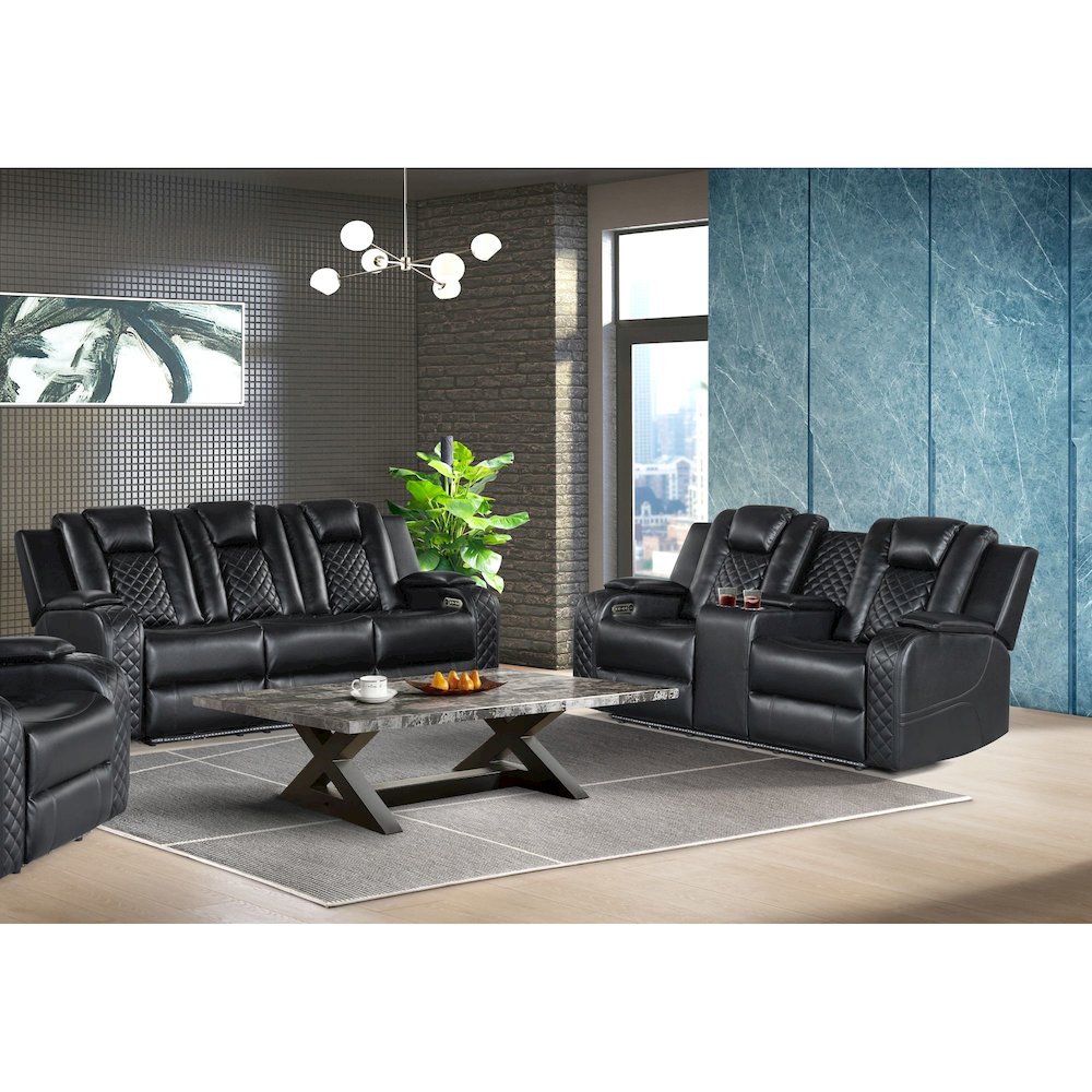 Amias 2PC Living Room Set in Pebble Black-Sofa & Loveseat. Picture 8