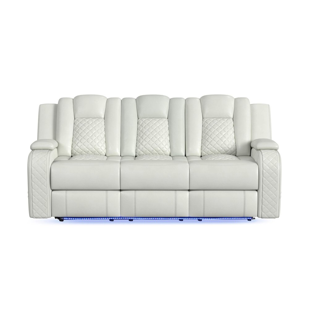 Power Motion Sofa with Power Headrest, Dropdown Table, Pebble Oyster. Picture 2