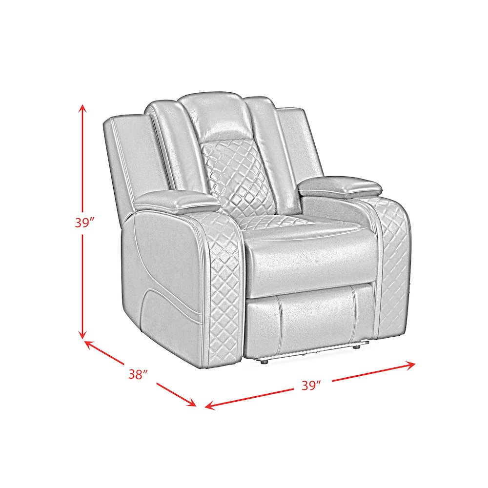 Amias Power Motion Recliner with Power Headrest, LED in Pebble Black. Picture 4