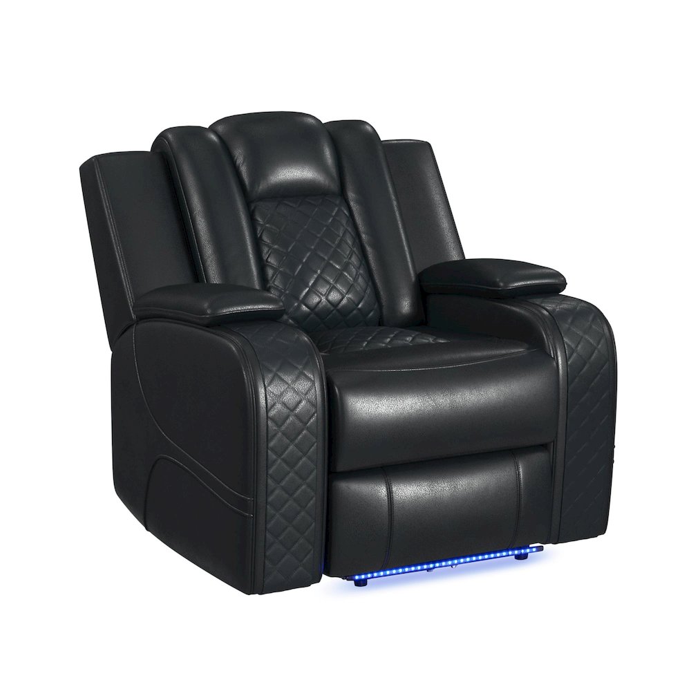 Amias Power Motion Recliner with Power Headrest, LED in Pebble Black. Picture 1