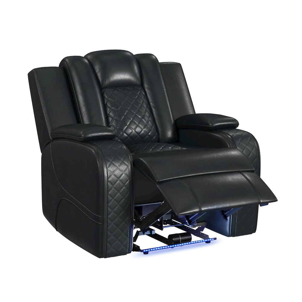 Amias Power Motion Recliner with Power Headrest, LED in Pebble Black. Picture 3