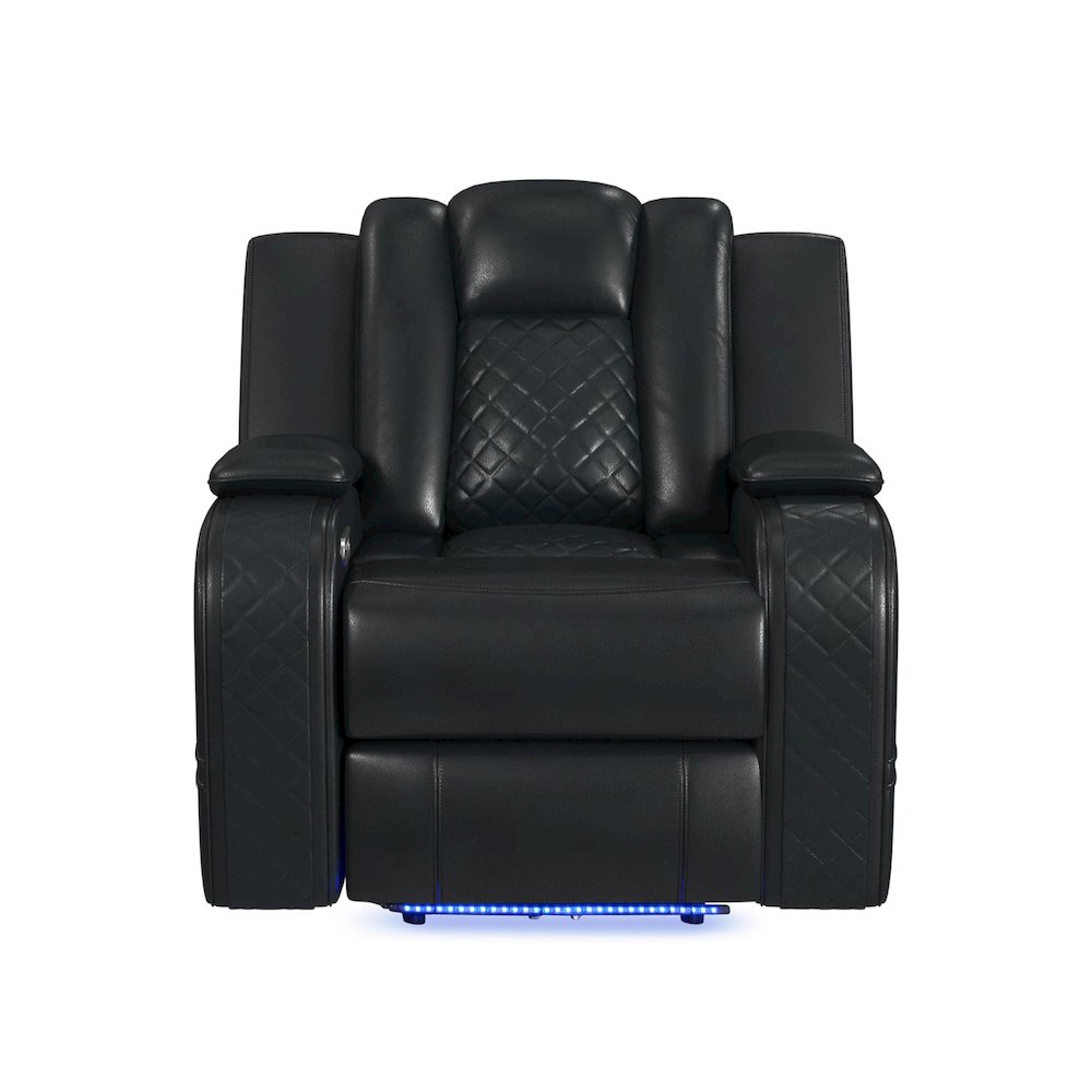 Amias Power Motion Recliner with Power Headrest, LED in Pebble Black. Picture 2