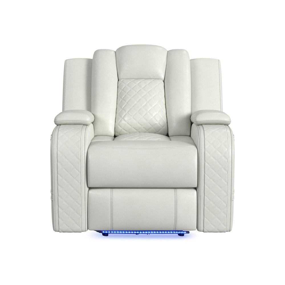 Amias Power Motion Recliner with Power Headrest, LED in Pebble Oyster. Picture 2