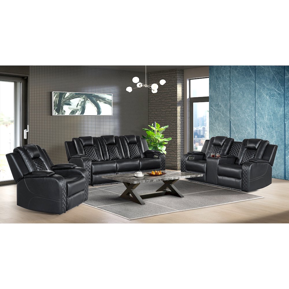 Amias Power Motion Recliner with Power Headrest, LED in Pebble Black. Picture 5