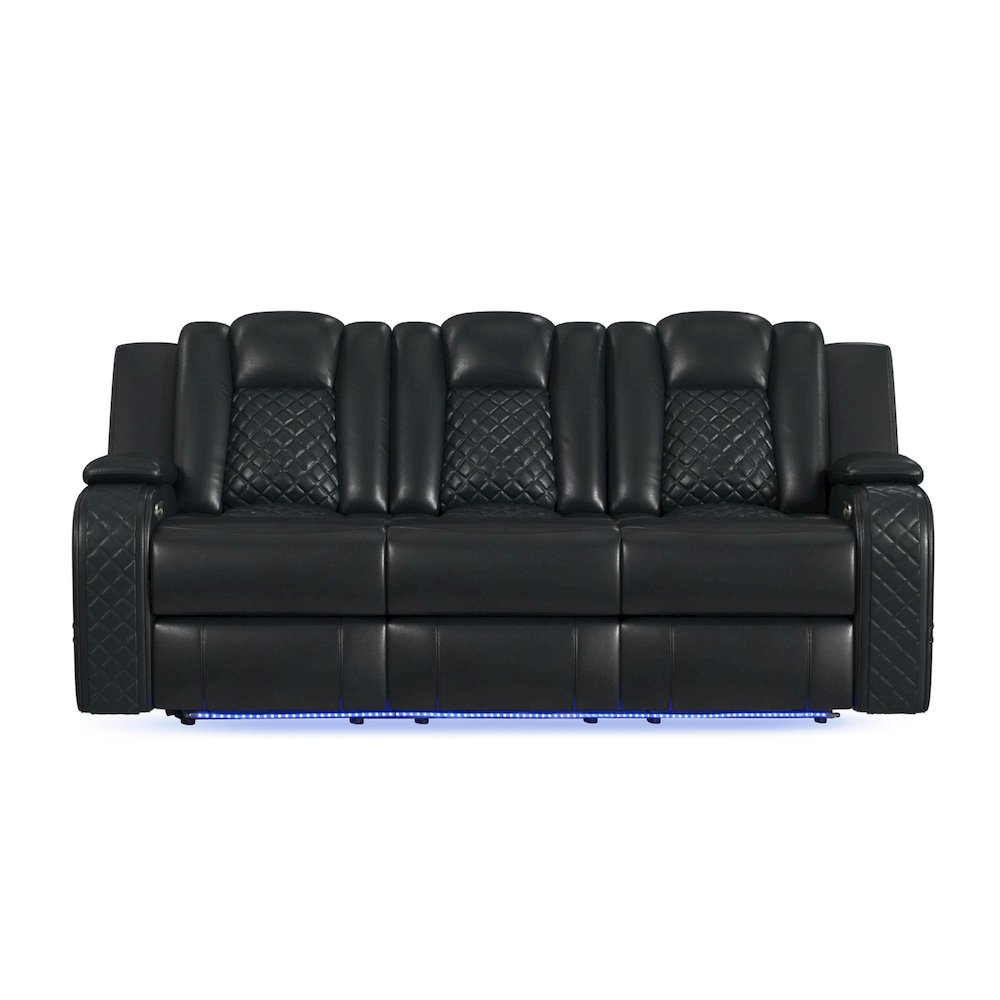 Power Motion Sofa with Dropdown Table, Power strip,Pebble Black. Picture 2