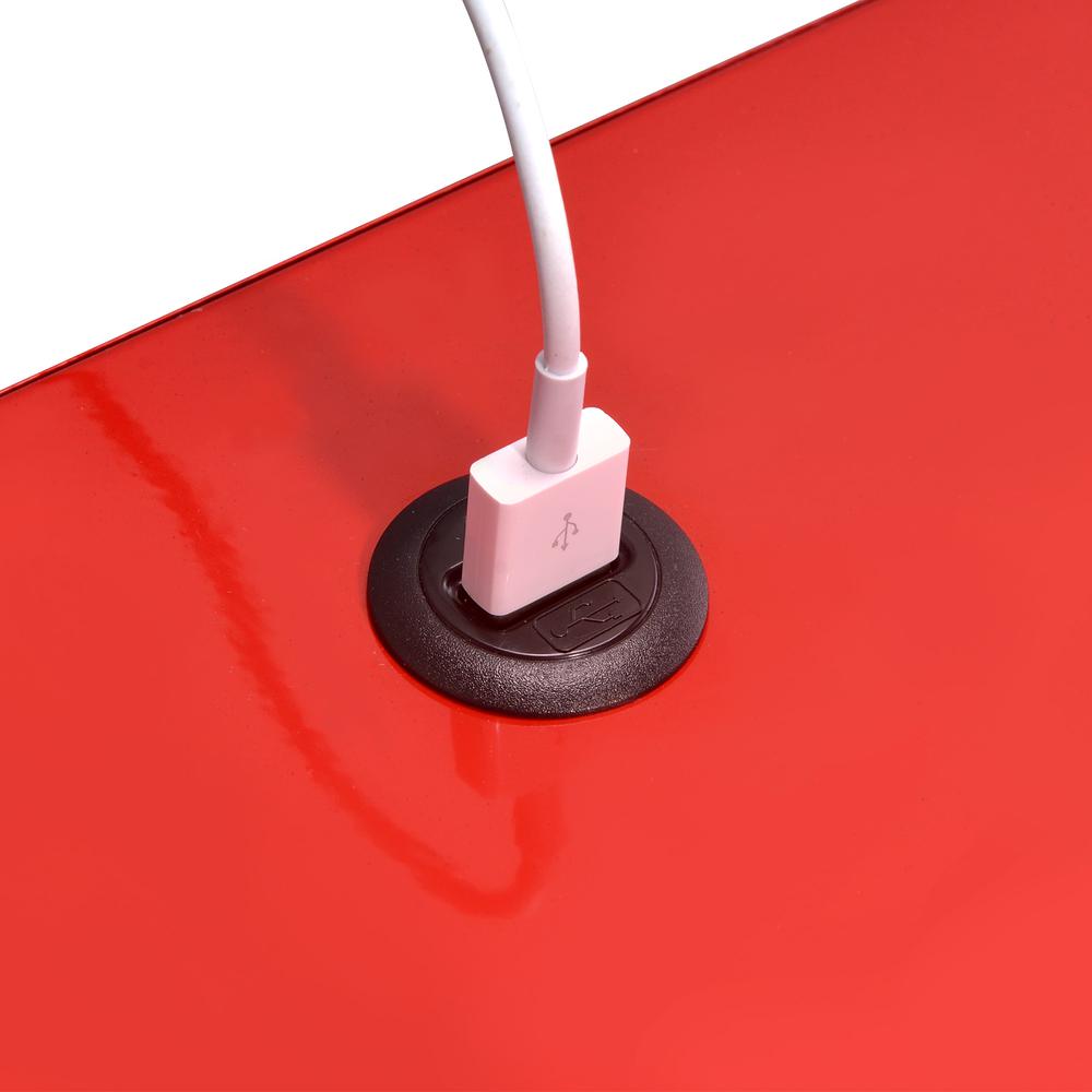 Gemma Nightstand with USB Port in Red. Picture 10