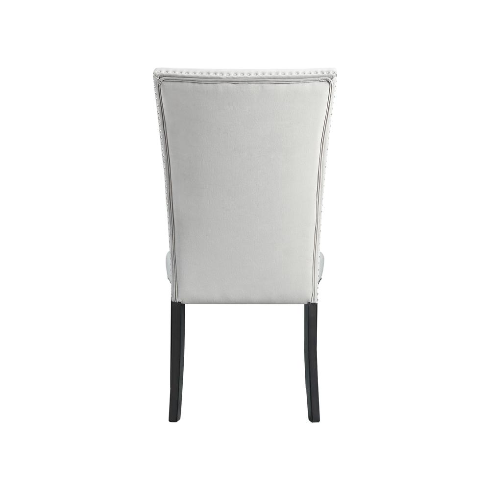Gray Velvet Upholstered Dining Chairs Set of 2 with Rubberwood Frame. Picture 2