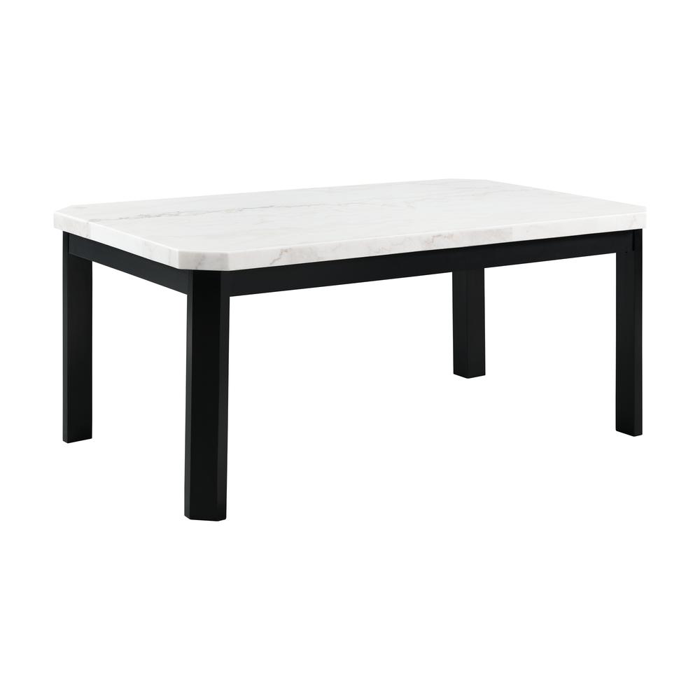 Celine White Marble 5PC Dining Set-Table & Four Blue Velvet Chairs. Picture 2