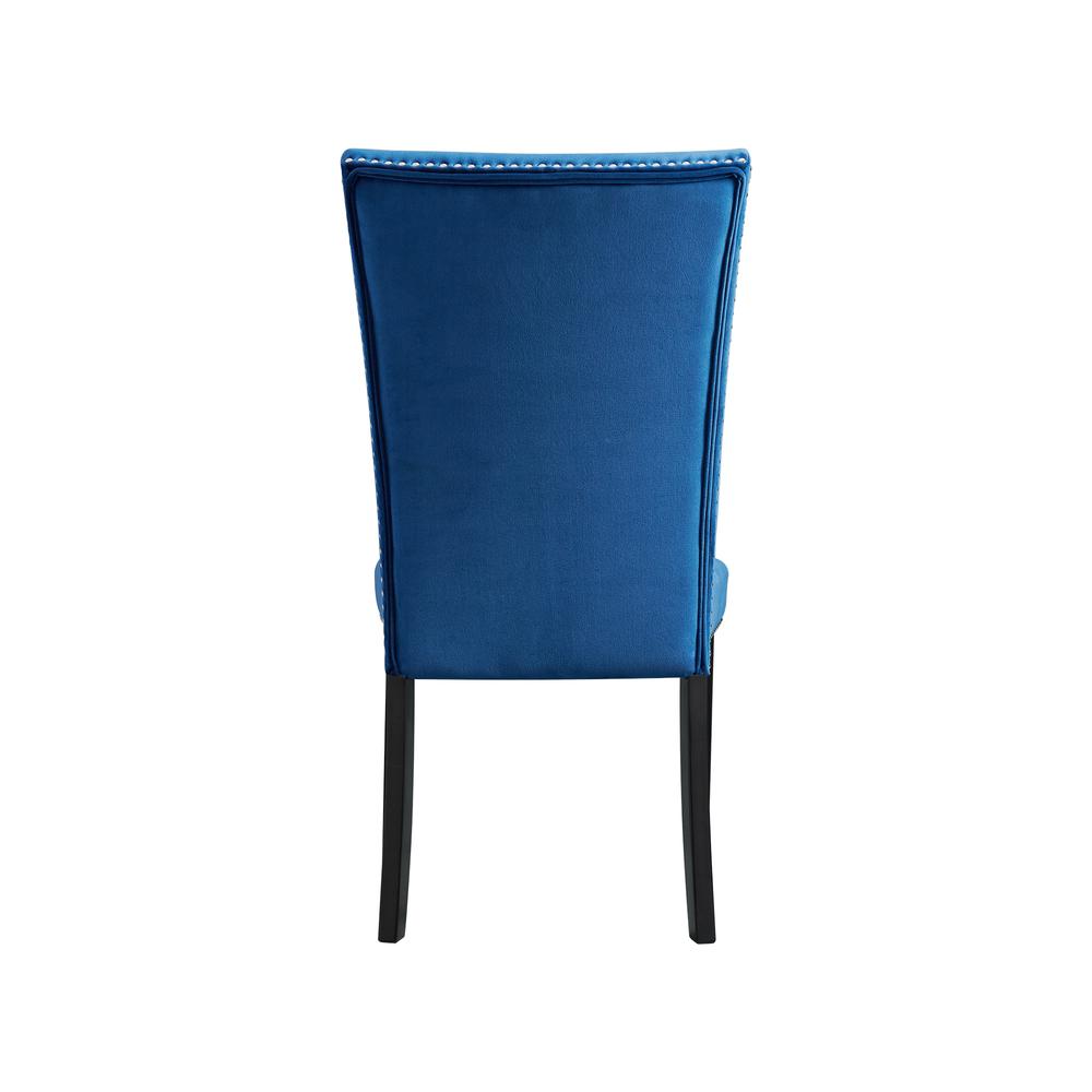 Celine White Marble 5PC Dining Set-Table & Four Blue Velvet Chairs. Picture 4