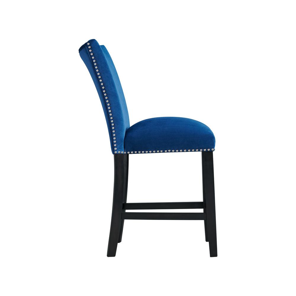 Celine Blue Velvet Counter Height Chair Set. Picture 3