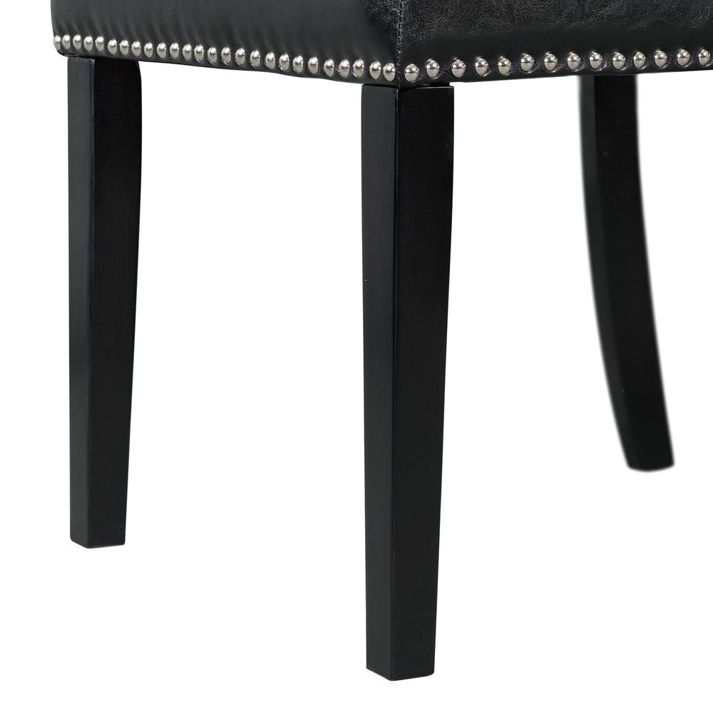 Celine White Marble 5PC Dining Set-Table & Four Black Faux Leather Chairs. Picture 7