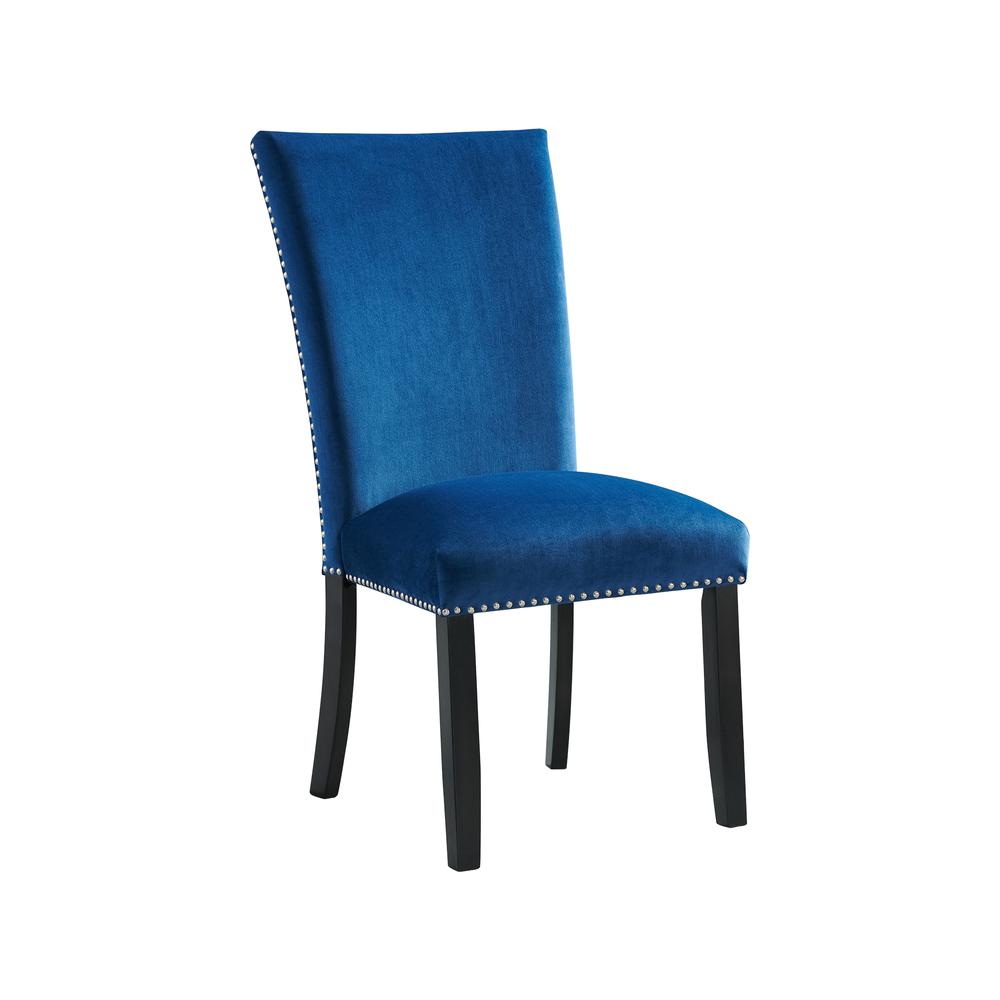 Celine Blue Velvet Side Chair Set. Picture 4