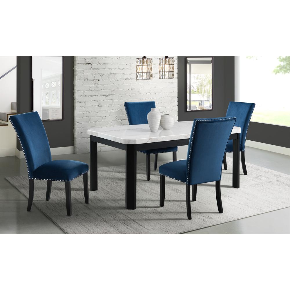 Celine Blue Velvet Side Chair Set. Picture 6