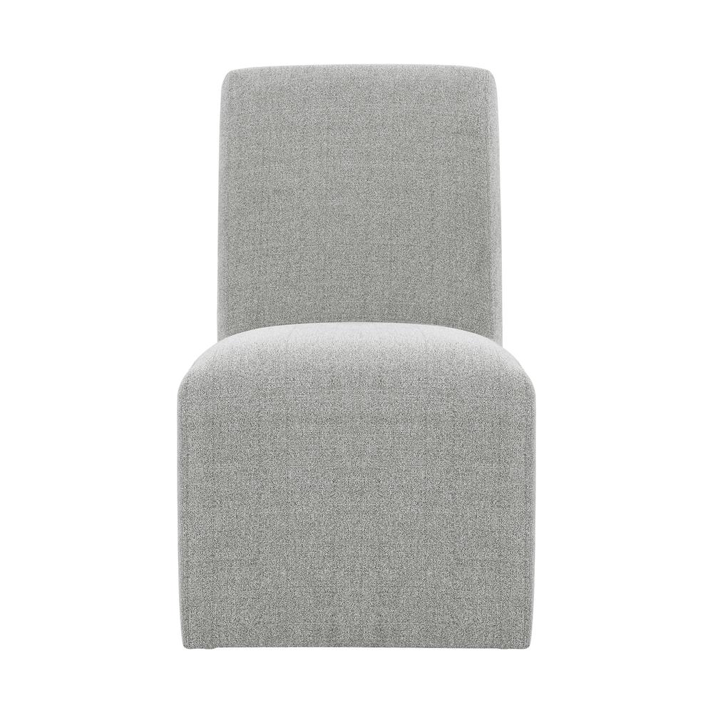 Gray Upholstered Dining Chairs Set of 2 with Solid Wood and Casters. Picture 2