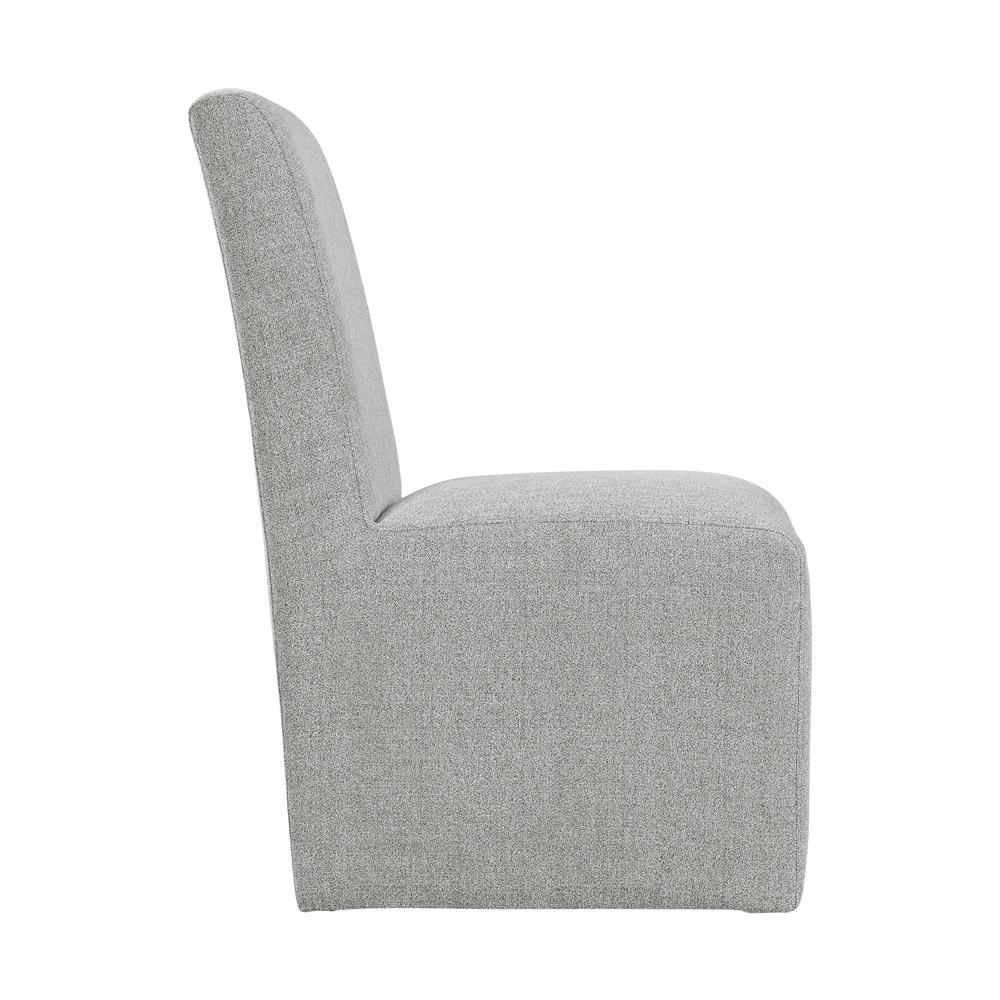 Gray Upholstered Dining Chairs Set of 2 with Solid Wood and Casters. Picture 3