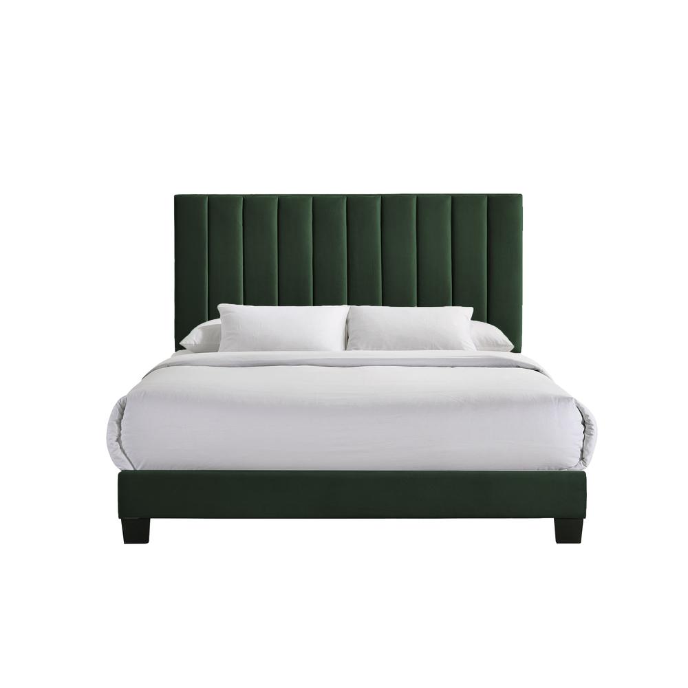 Colbie Upholstered Queen Platform Bed with Nightstands in Emerald. Picture 3