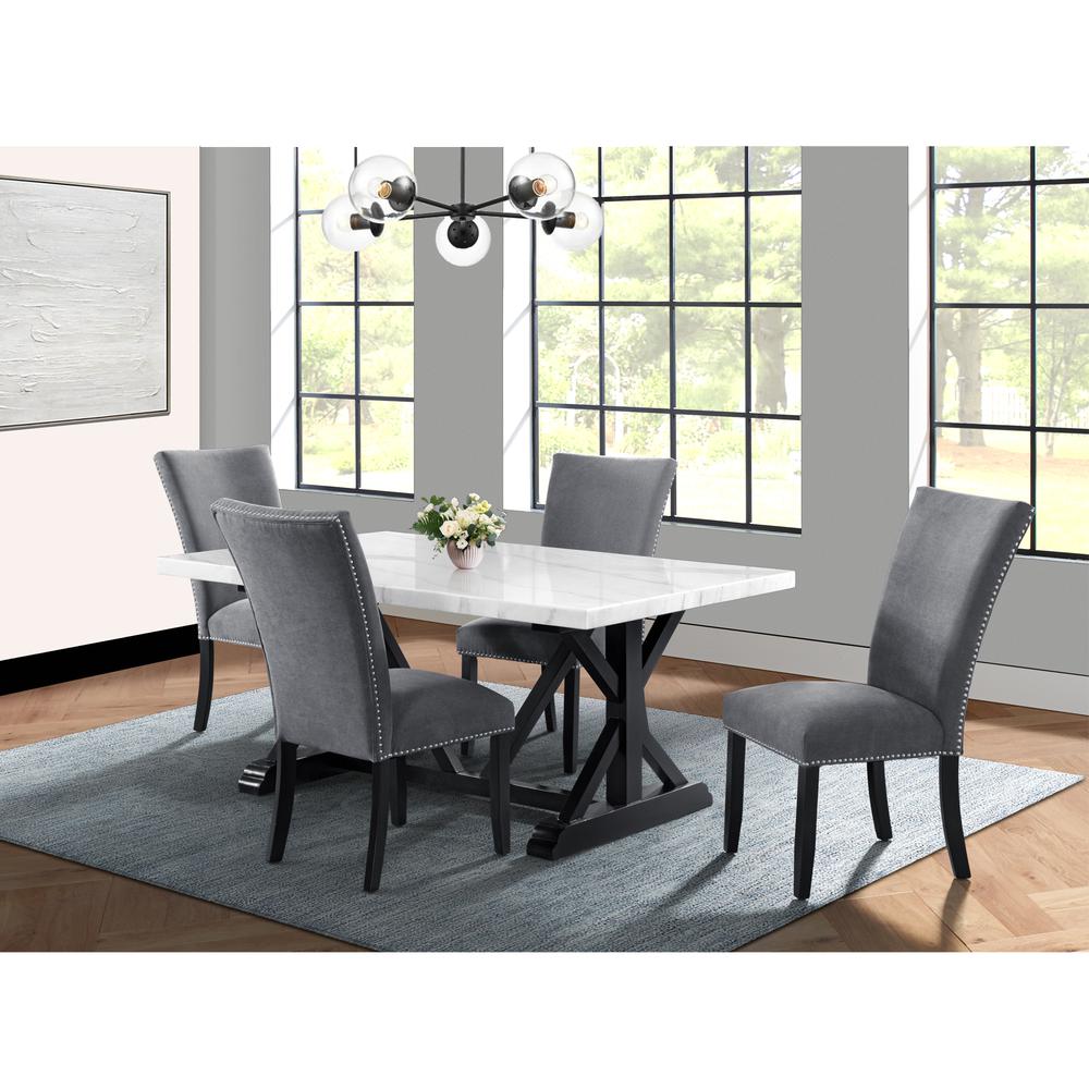 Stratton 70" Marble Standard Height Dining Table. Picture 4