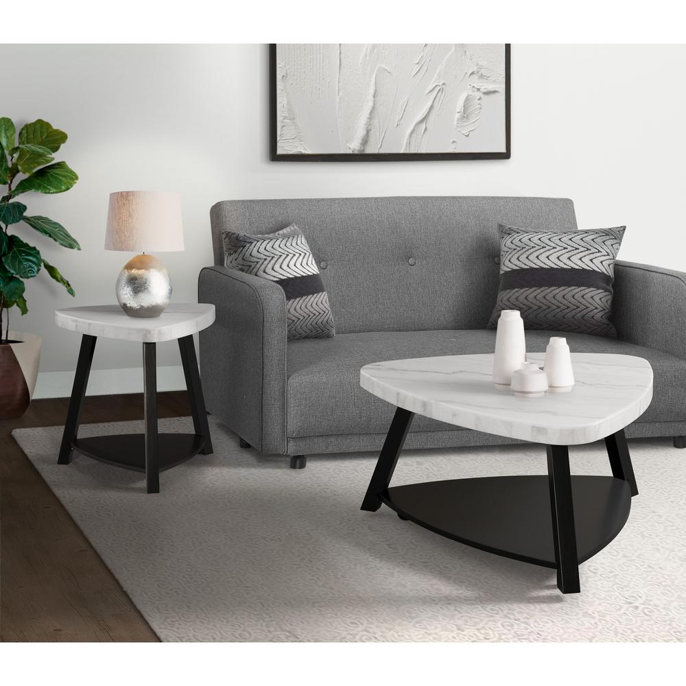 Lena White Marble Top End Table. Picture 3