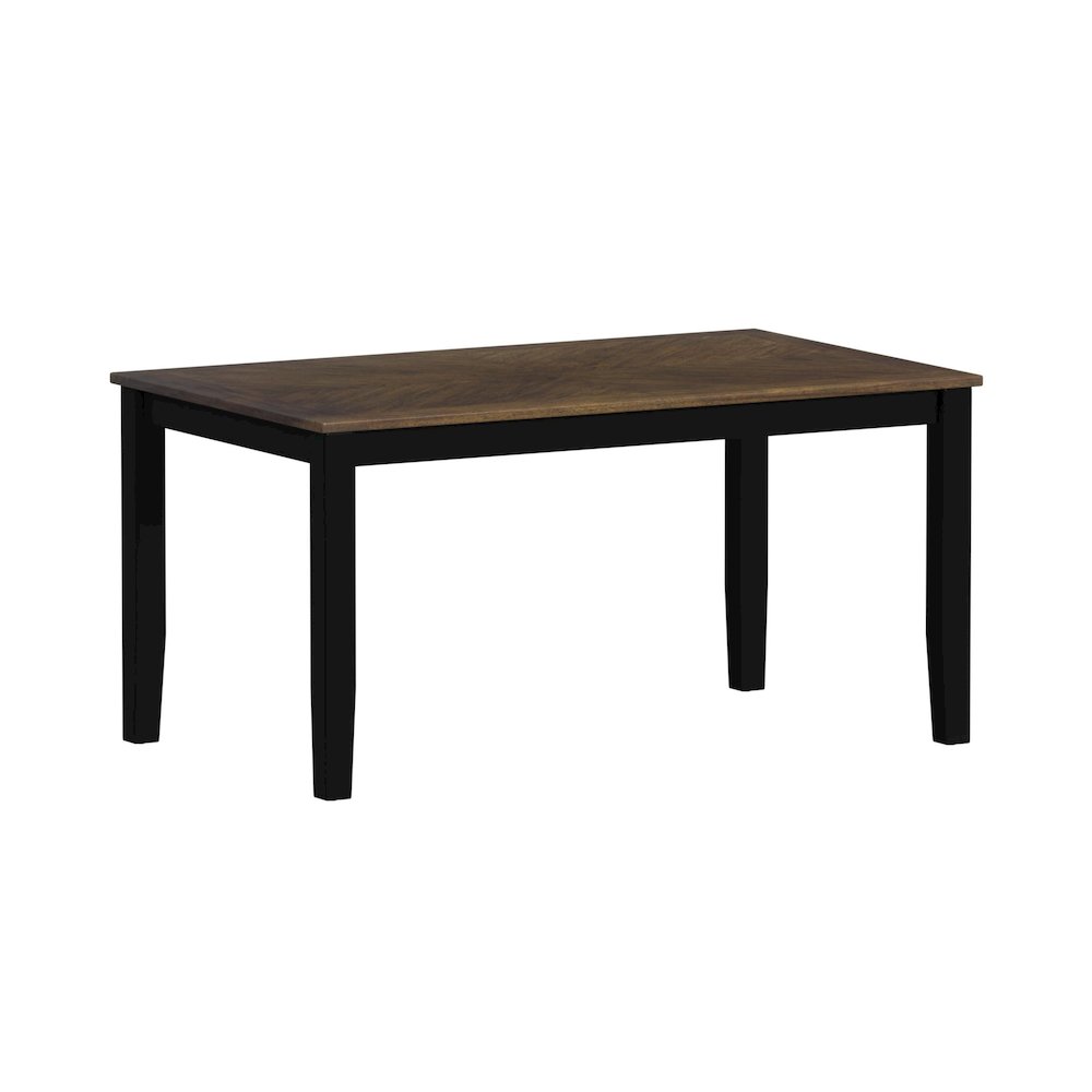 Gill 6PC Dining Set: Table, 4 Wood/UPH Chairs & Bench in Medium Brown & Black. Picture 3