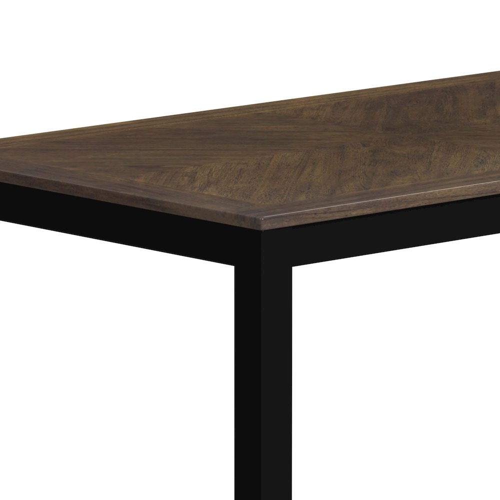 Gill 6PC Dining Set: Table, 4 Wood/UPH Chairs & Bench in Medium Brown & Black. Picture 5