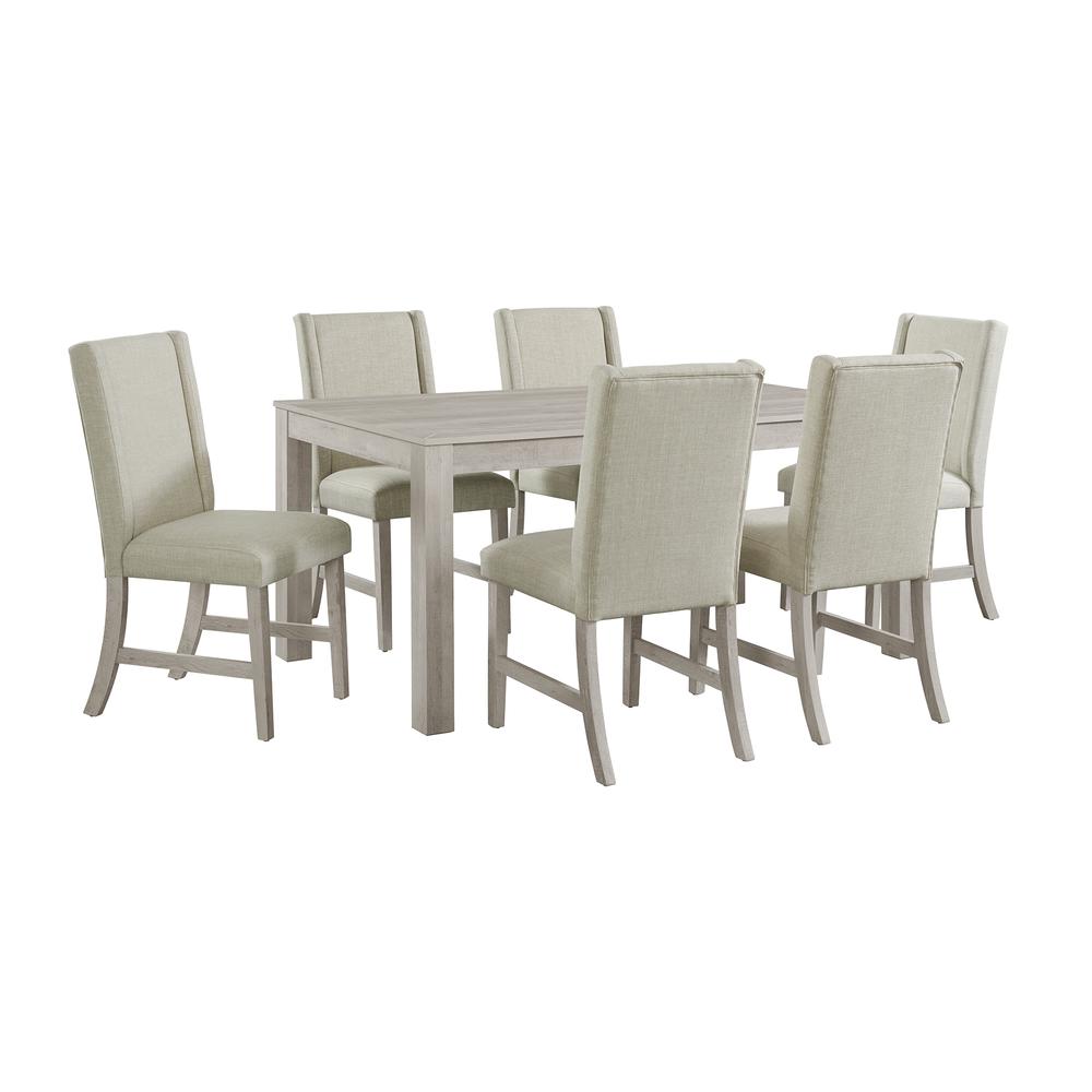 Holmes 7PC Standard Height Dining Set in White-Rectangular Table and Six Chairs. Picture 1