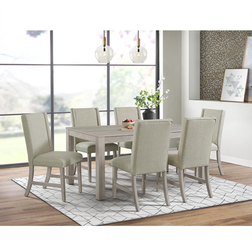 Holmes 7PC Standard Height Dining Set in White-Rectangular Table and Six Chairs. Picture 2