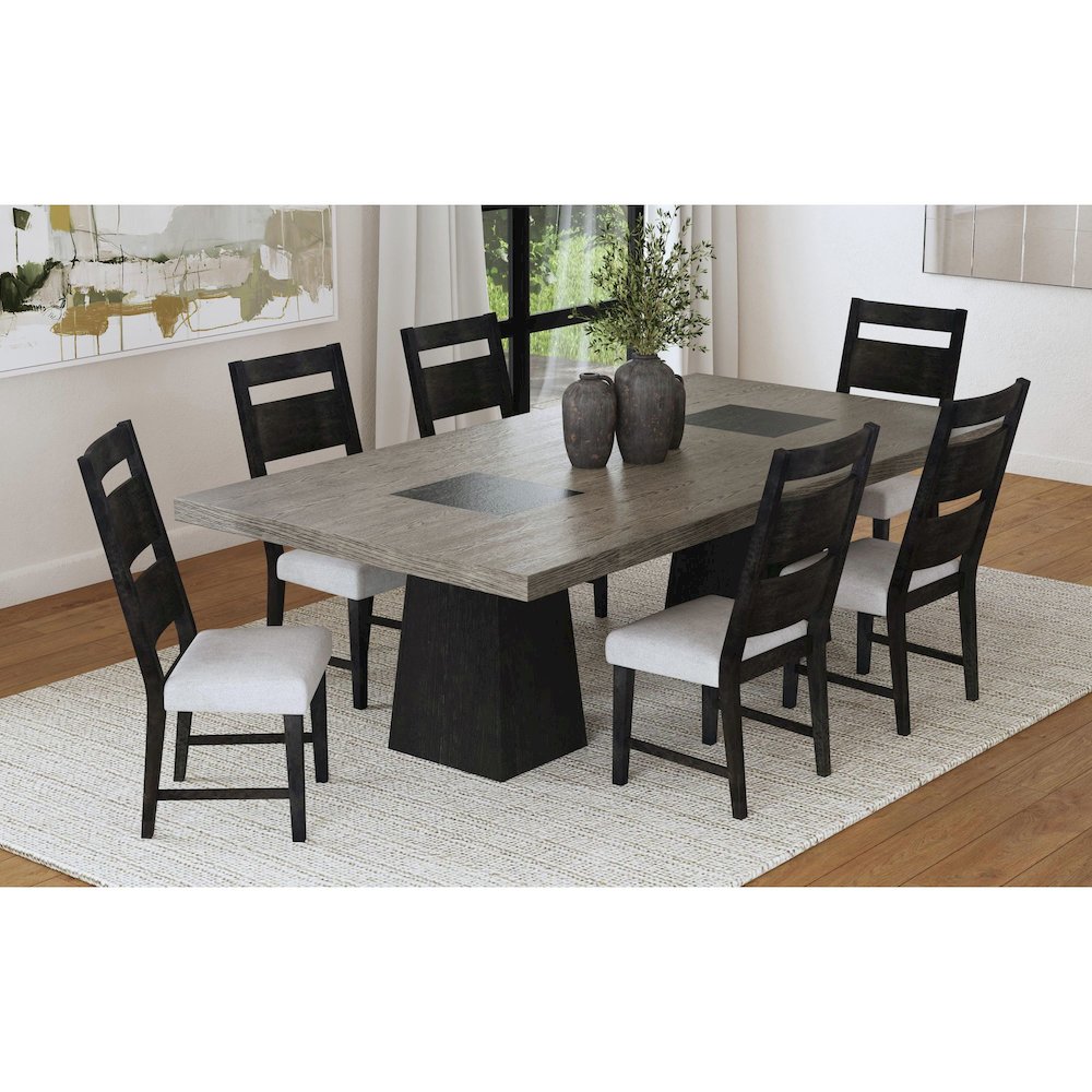 Rizzo Wood Back Dining Side Chair with Beige Linen in Dark Espresso (2 Per Cart). Picture 2