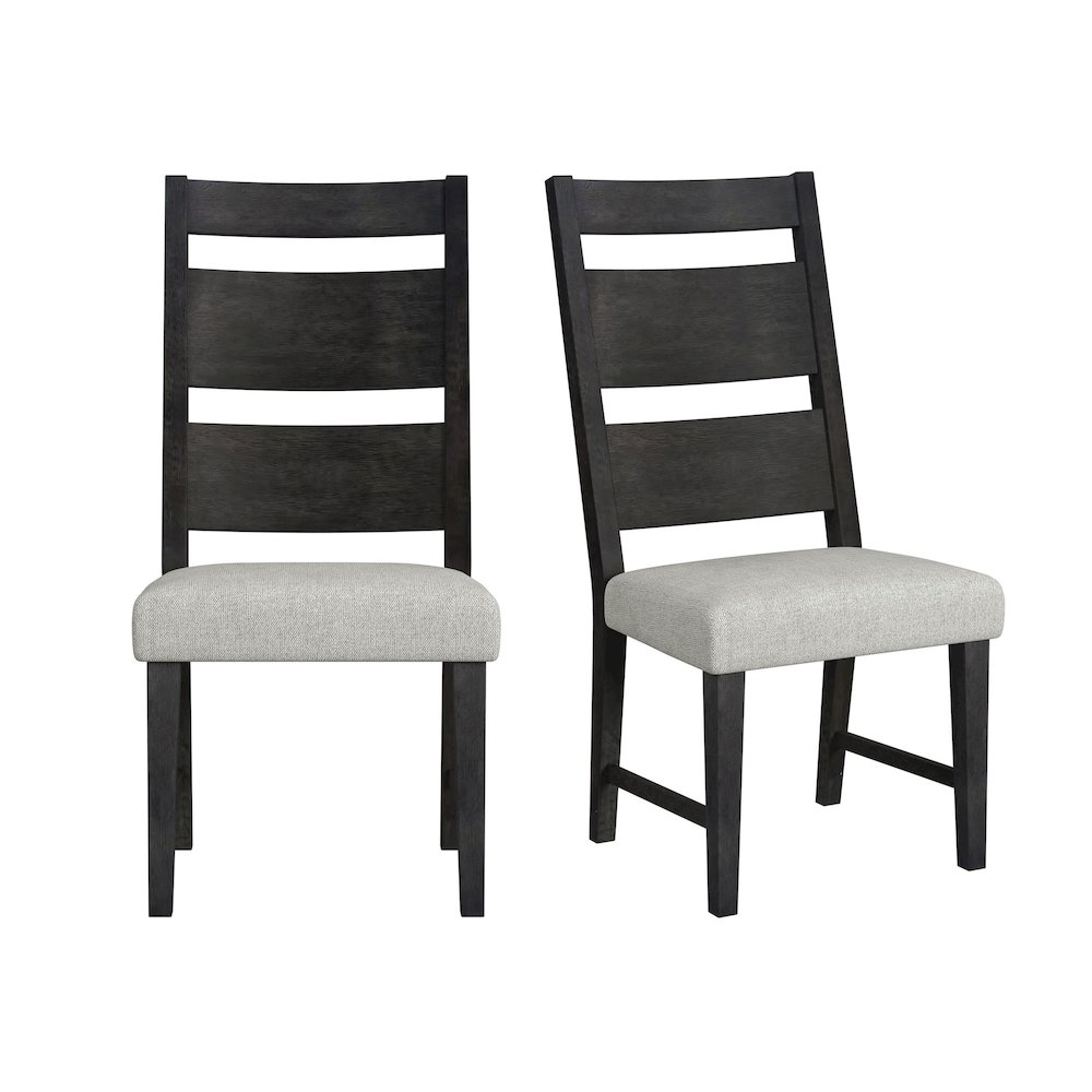 Rizzo Wood Back Dining Side Chair with Beige Linen in Dark Espresso (2 Per Cart). Picture 1