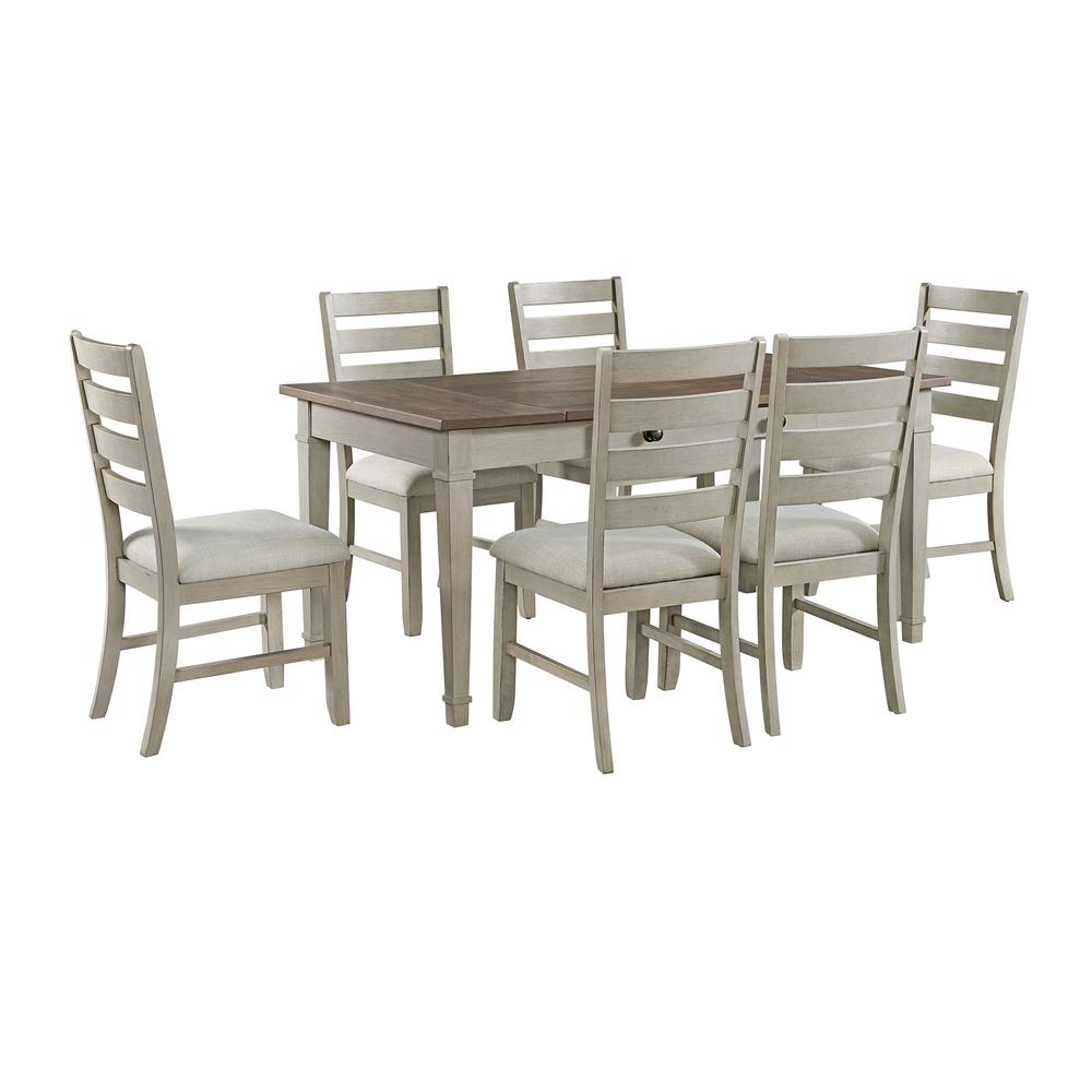 PC Standard Height Dining Set in Medium Brown and Table Six Chairs Four Chairs. Picture 1
