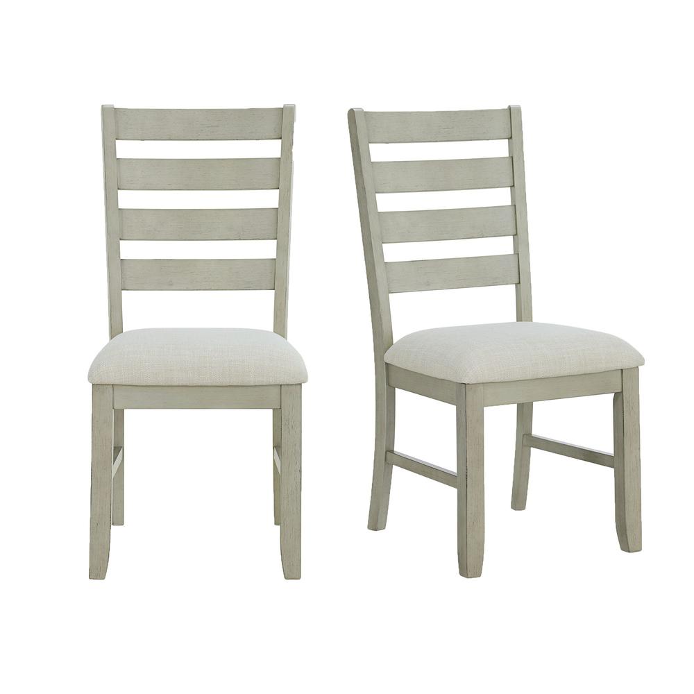 Back Dining Side Chair with Light Beige Fabric in Washed Stone (2 Per Carton). Picture 1