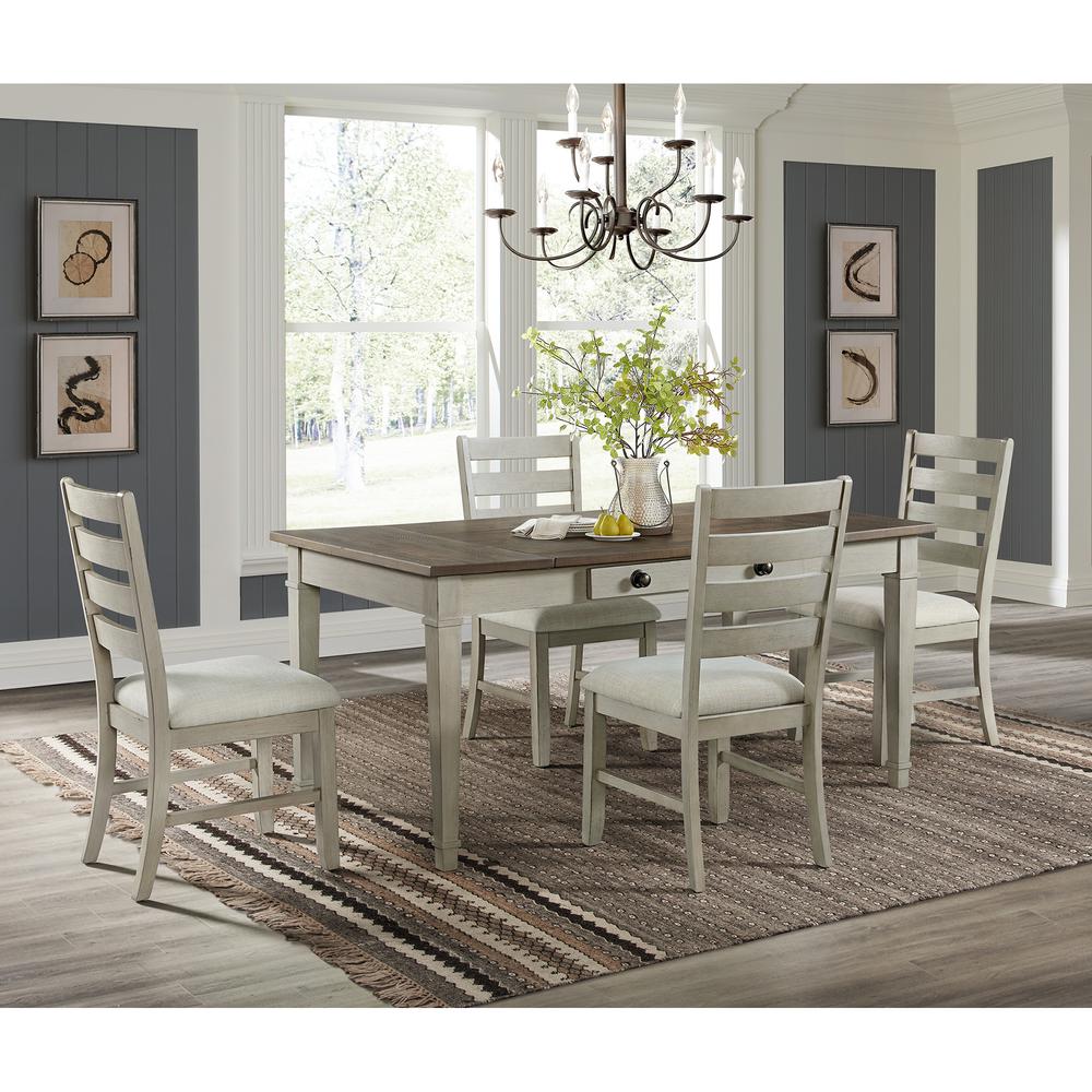 Back Dining Side Chair with Light Beige Fabric in Washed Stone (2 Per Carton). Picture 2