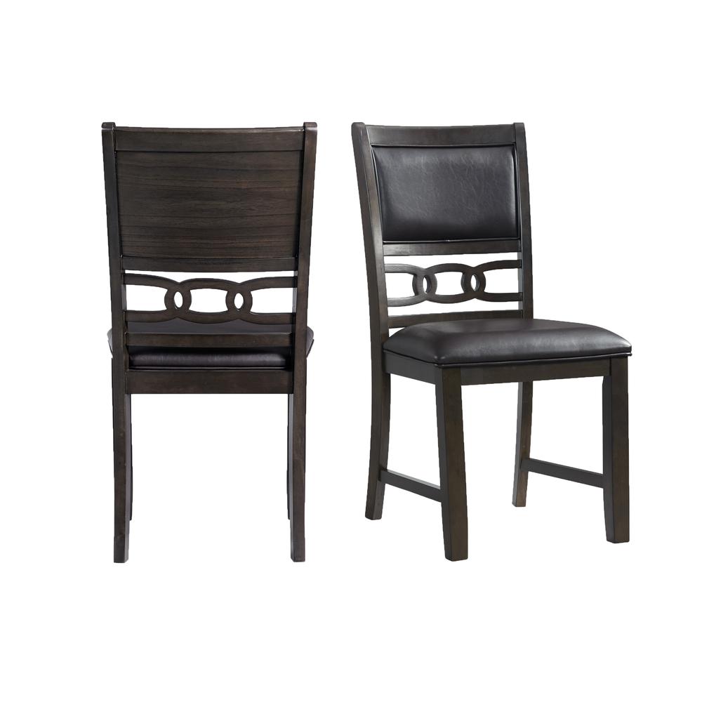Taylor Standard Height Faux Leather Side Chair Set in Walnut. Picture 1