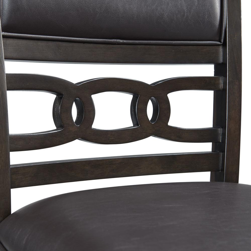 Counter Height 5PC Dining Set-Table and Four Faux Leather Side Chairs in Walnut. Picture 8
