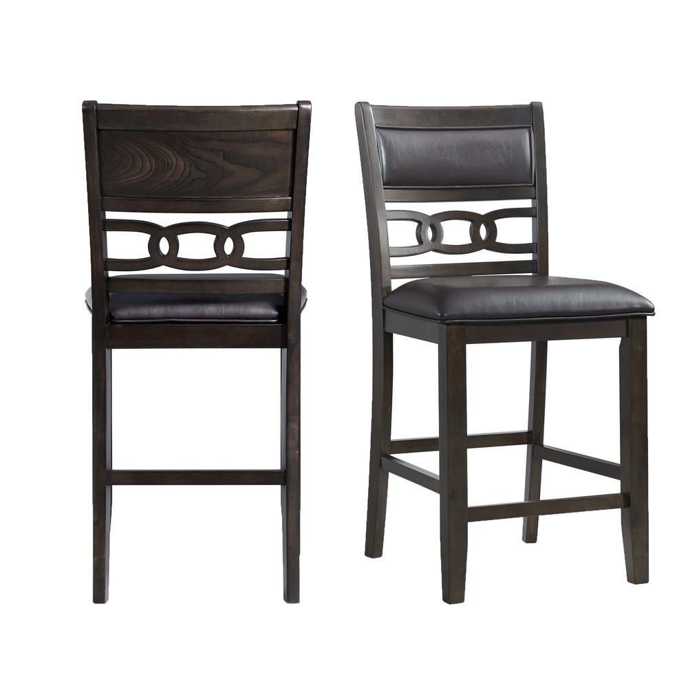 Taylor Counter Height Faux Leather Side Chair Set in Walnut. Picture 1