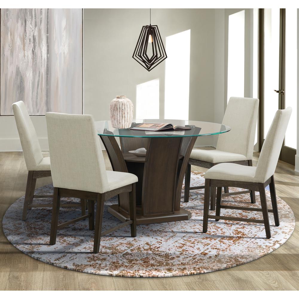 Simms Round Standard Height Dining Table in Walnut. Picture 2