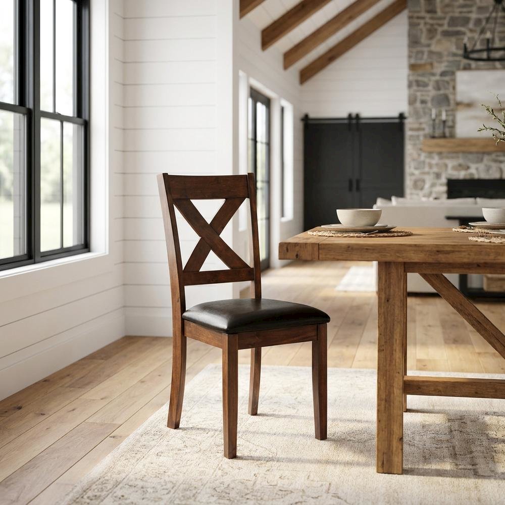 Polyester Transitional Style Standard Height Dining Side Chair, Espresso. Picture 2