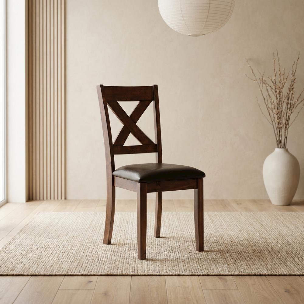 Polyester Transitional Style Standard Height Dining Side Chair, Espresso. Picture 3